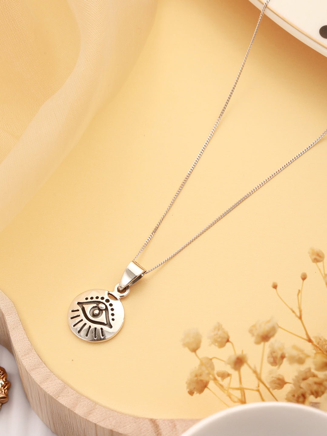 925 Sterling Silver Minimal Dailywear  Om Locket Pendant Necklace & Chain